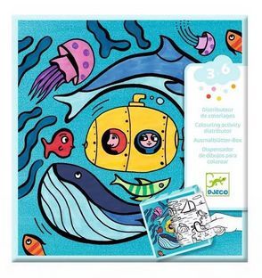 Djeco - Océano Dispensador de 10 dibujos para colorear