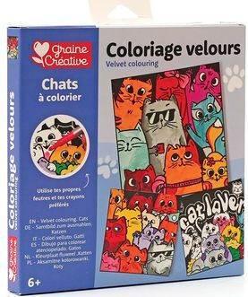 Graine créative- Set 3 tarjetas para colorear terciopelo gatos