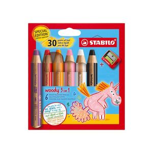 LAPIZ STABILO WOODY 3 EN 1 30º ANIVERSARIO UNICORNIO 6 UDS