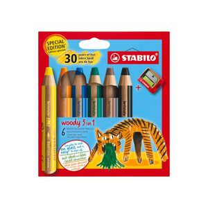 LAPIZ STABILO WOODY 3 EN 1 30º ANIVERSARIO TIGRE 6 UDS