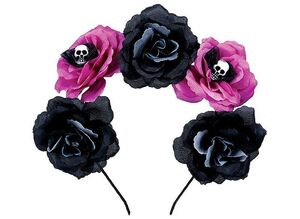 DIADEMA CATRINA FLORES NEGRAS Y ROSAS