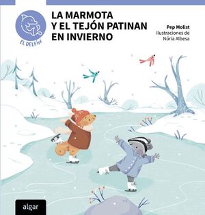 La marmota y el tejón patinan en invierno